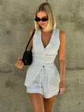 Sierra Slim Drawstring Split Casual Shorts Set
