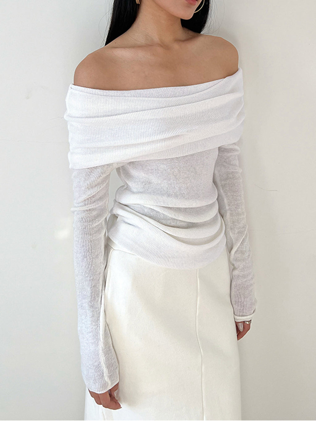Draped Off-Shoulder Overfold Shirt