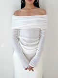 Draped Off-Shoulder Overfold Shirt
