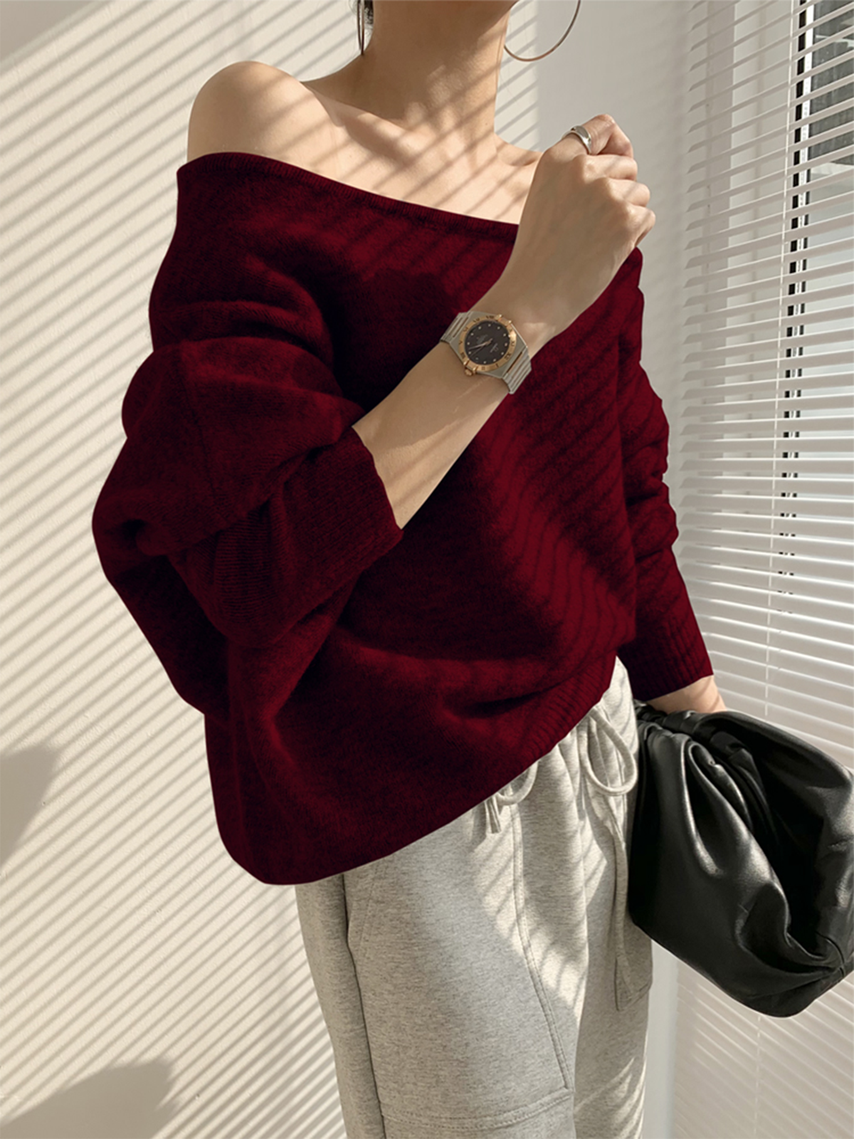 Falling For You One-Shoulder Sweater