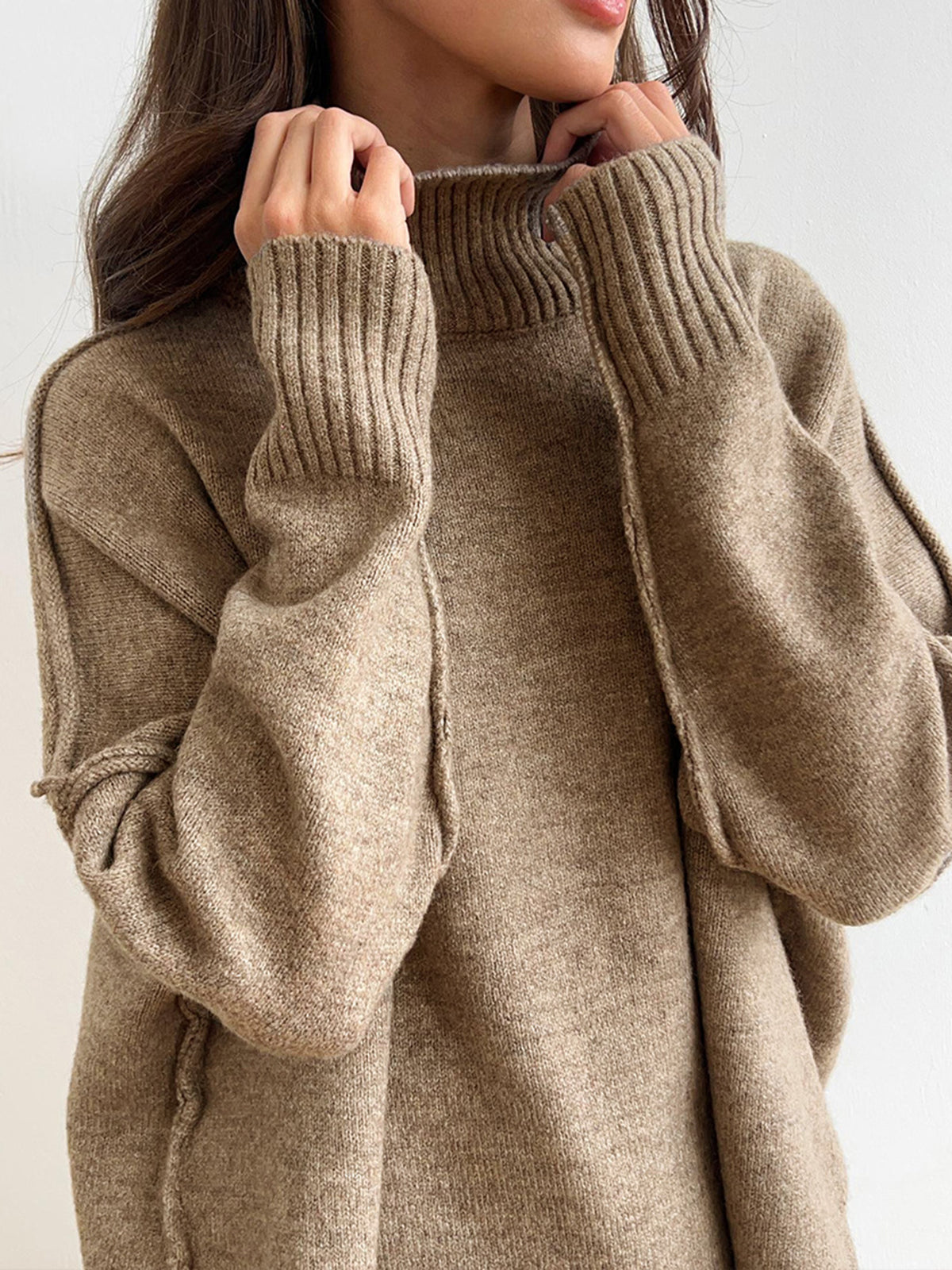 Ariana Turtleneck Plain Knit Pants Set