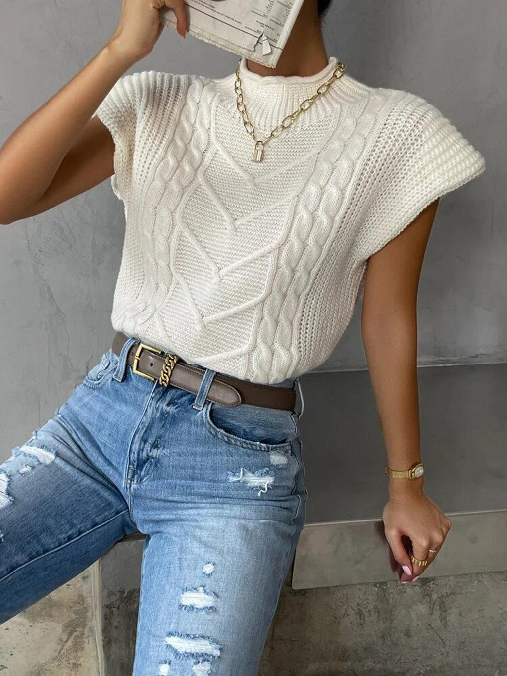 Quiet Luxury Cap Sleeve Sweater Vest