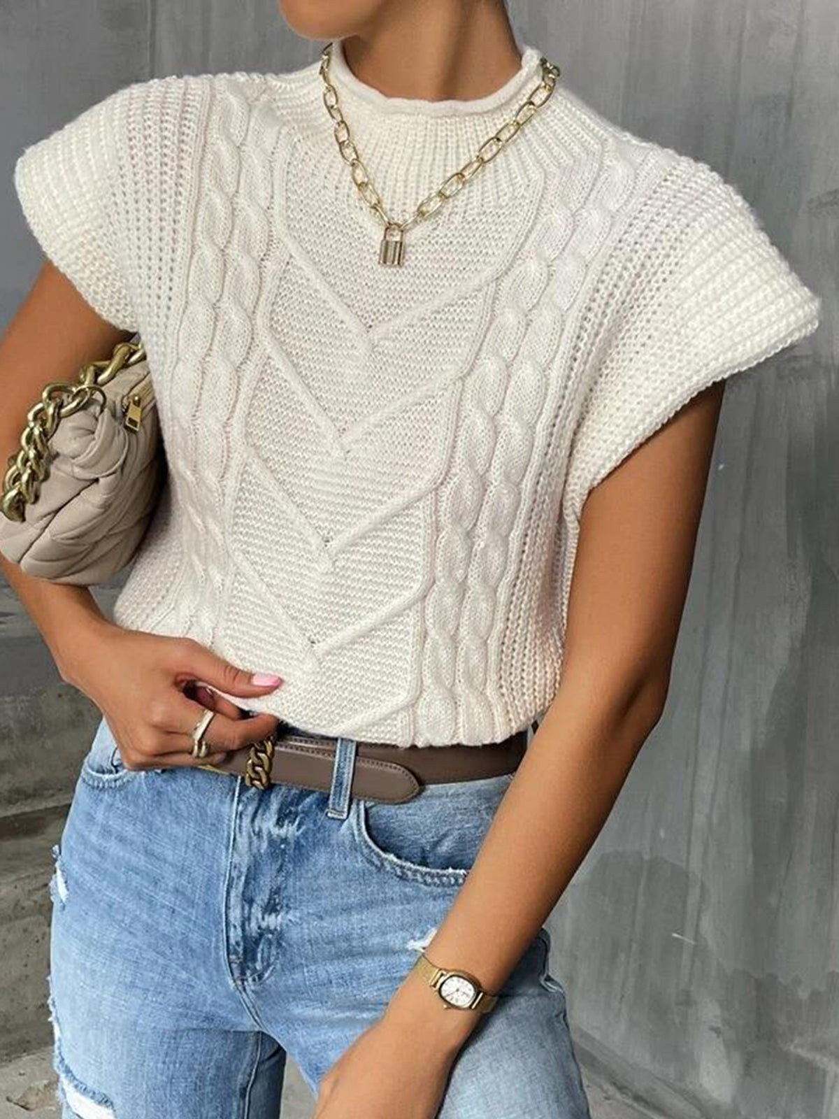 Quiet Luxury Cap Sleeve Sweater Vest