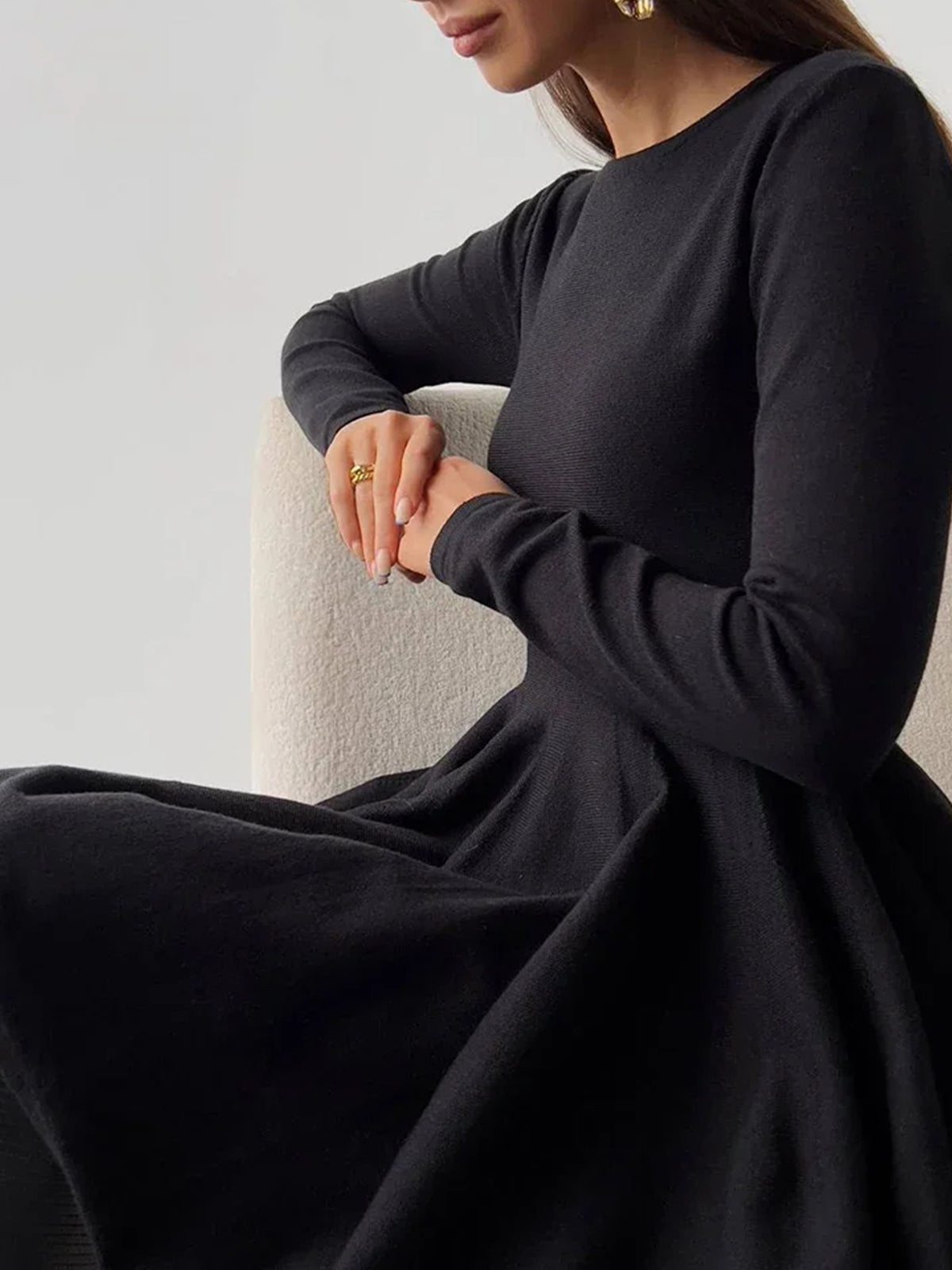 Soft Era Plain Sweater Short Dress