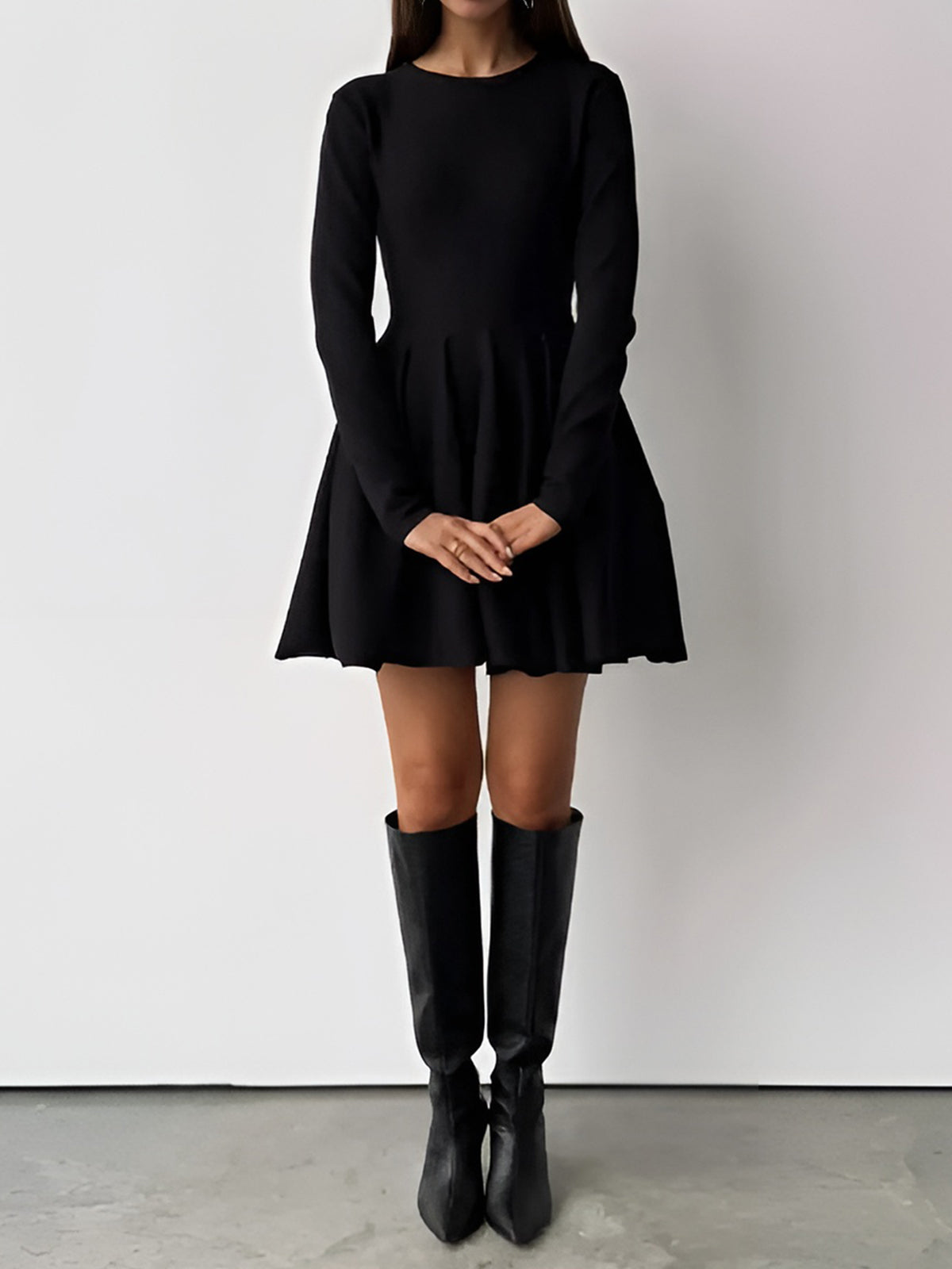 Soft Era Plain Sweater Short Dress