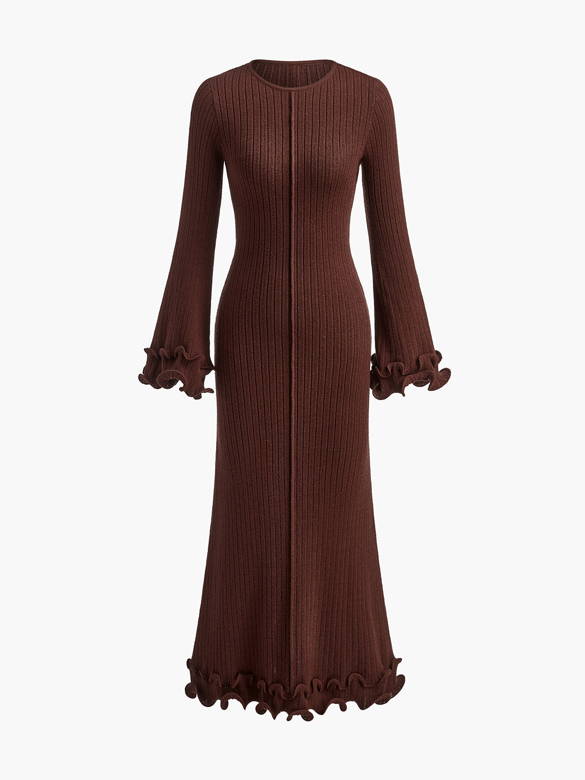 Athena Ruffle Drawstring Knit Dress