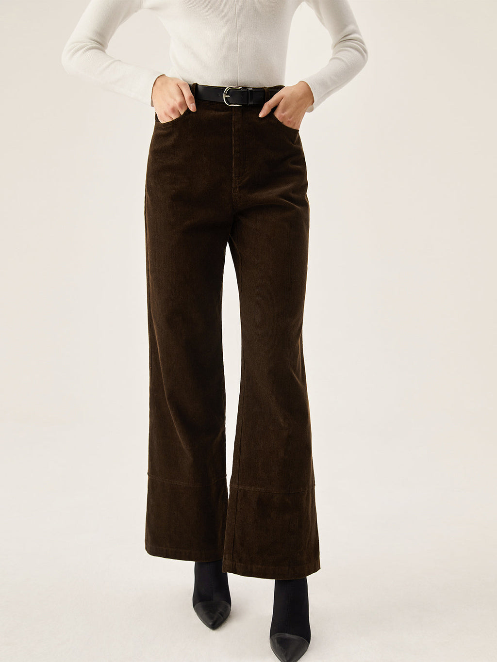 Campus Corduroy Wide Leg Pants With Pockets