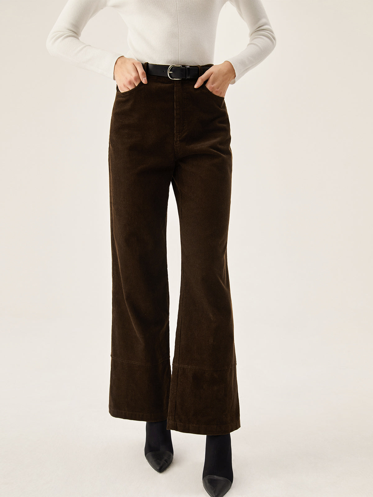 Campus Corduroy Wide Leg Pants With Pockets