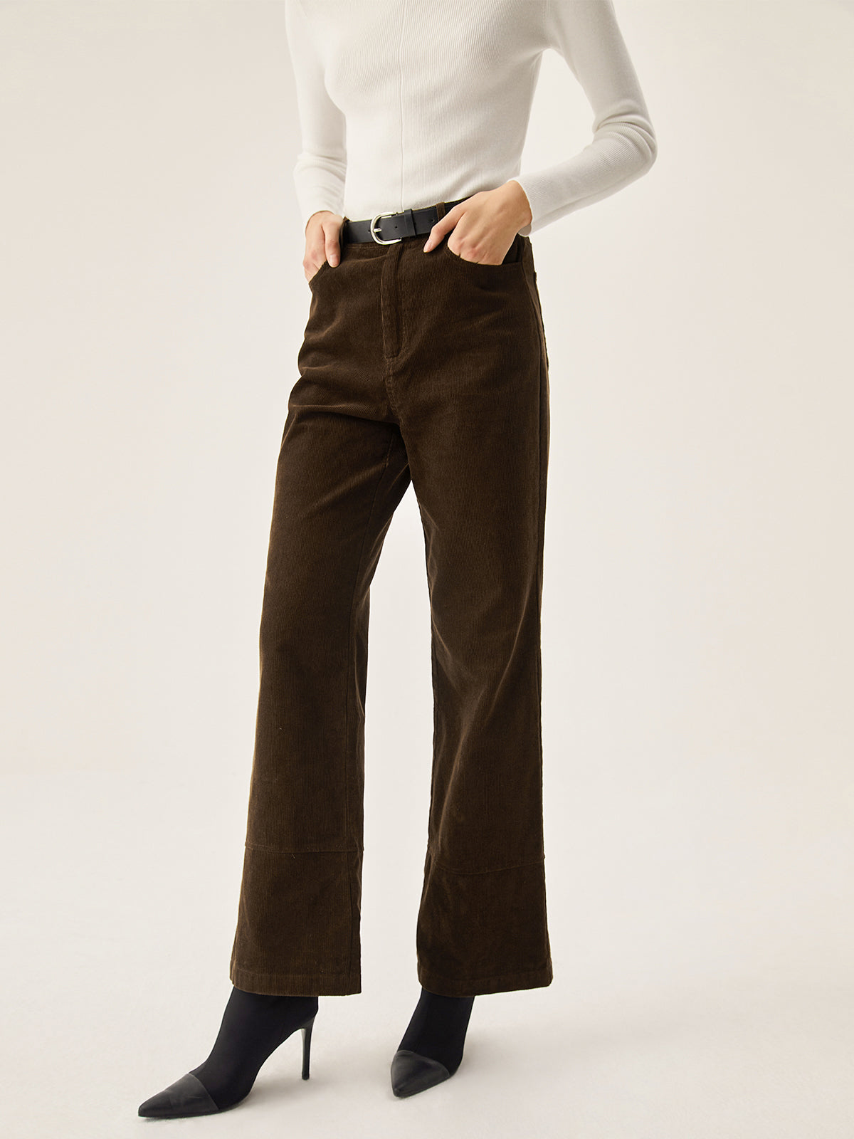 Campus Corduroy Wide Leg Pants With Pockets