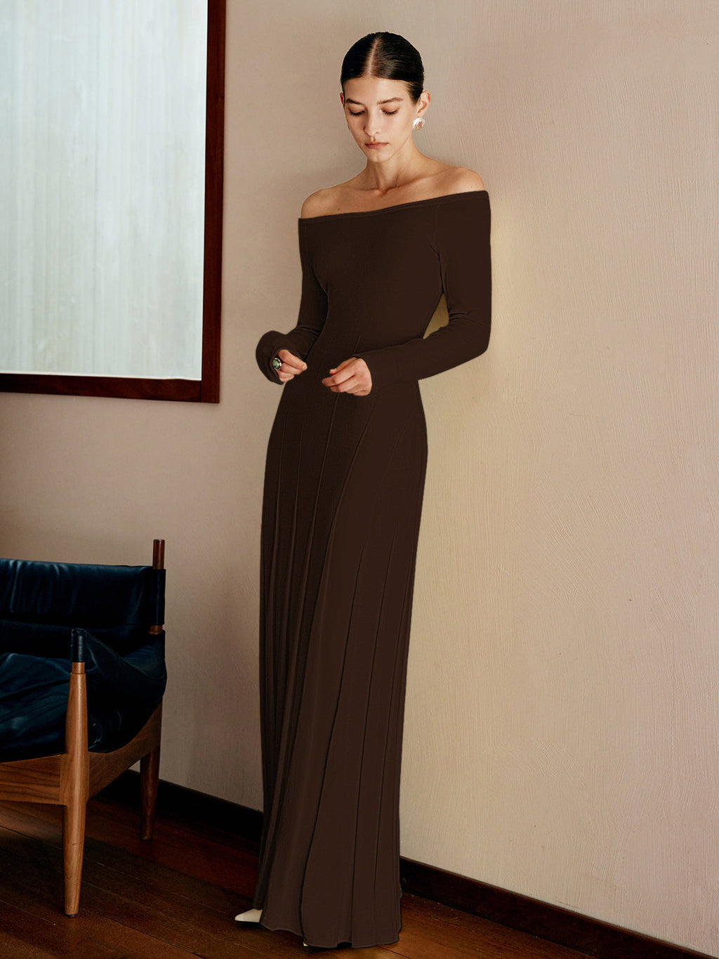 Soft Landing Off-Shoulder Pleated Sweater Dress