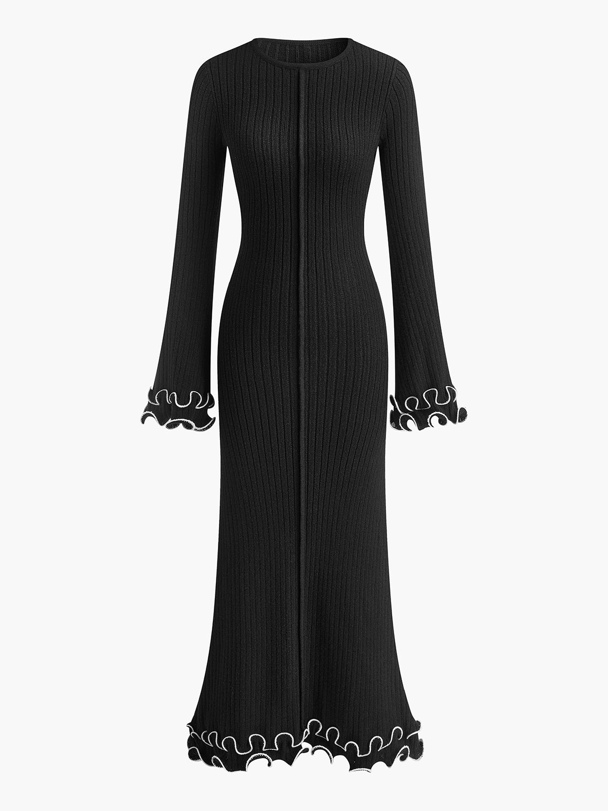 Athena Ruffle Drawstring Knit Dress