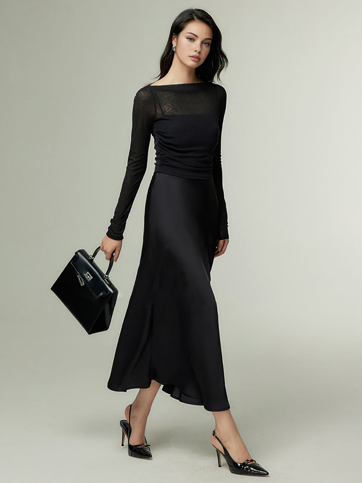 Donna Straight Neck Jersey Top