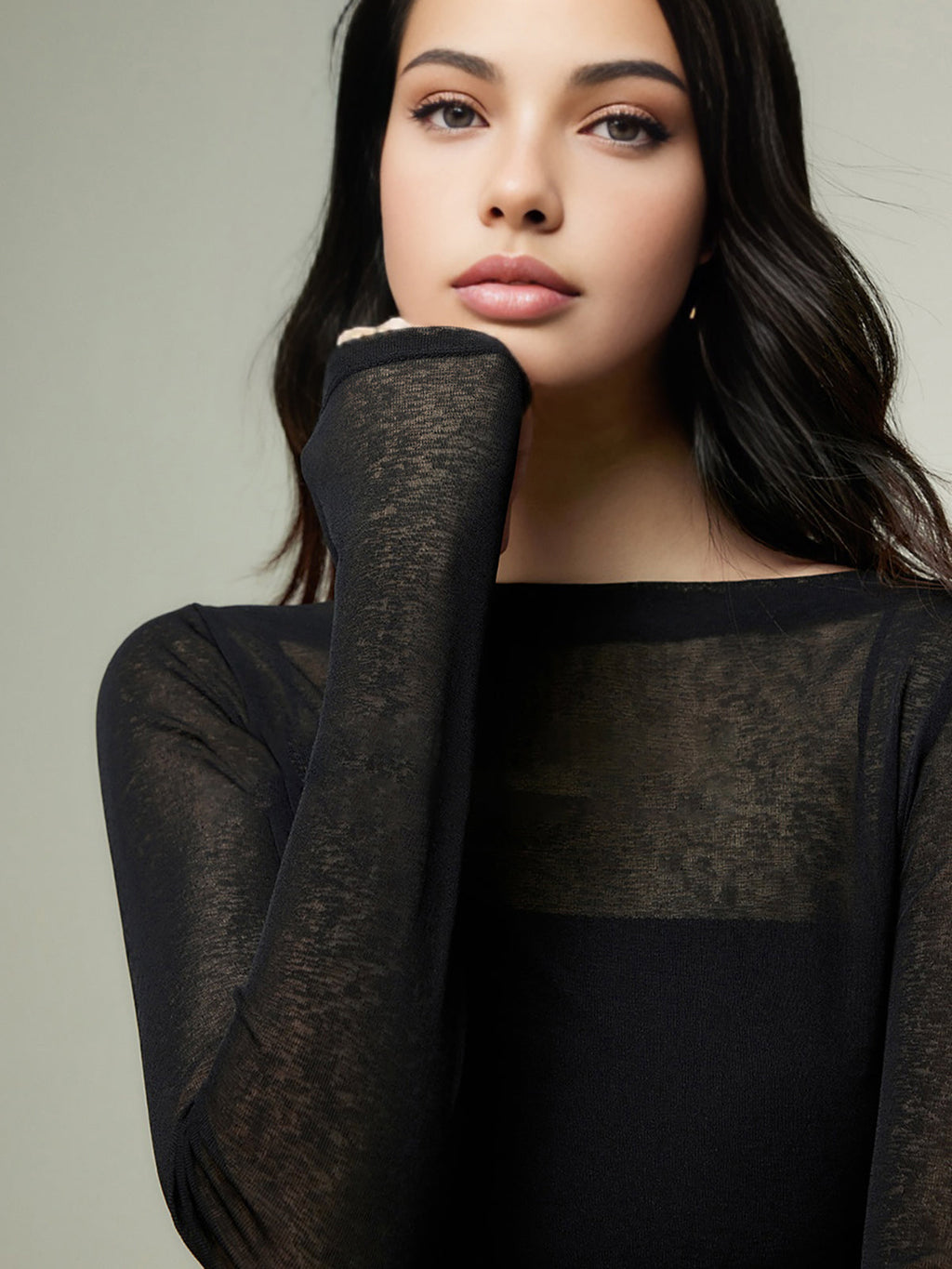 Donna Straight Neck Jersey Top