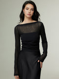 Donna Straight Neck Jersey Top