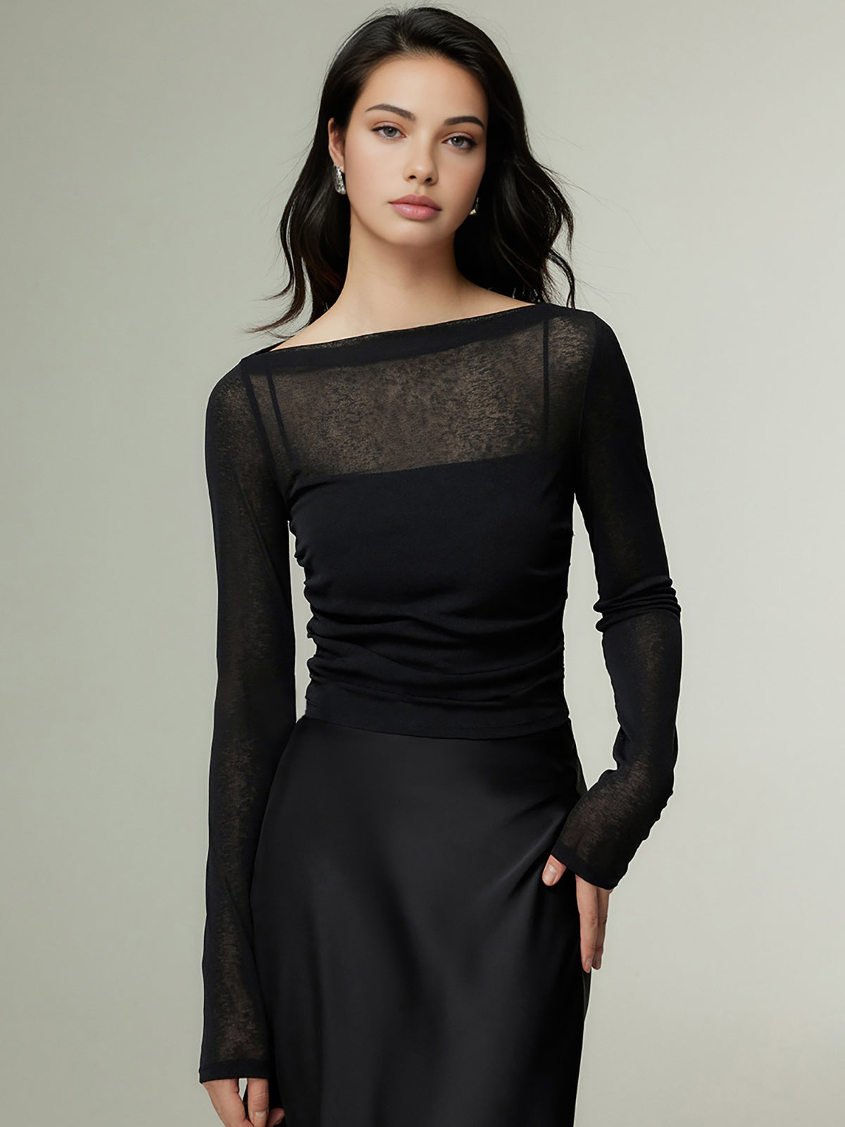 Donna Straight Neck Jersey Top