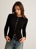 Sleek & Slim Button-Down Skinny Knit Top