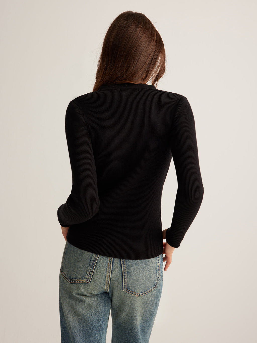 Sleek & Slim Button-Down Skinny Knit Top
