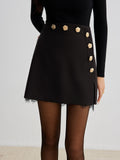 Iron Bloom Lace Trim Metal-Flower Zipper Skirt