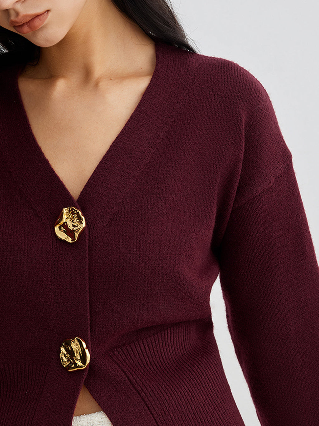 Gilded Touch Metal Button Short Cardigan
