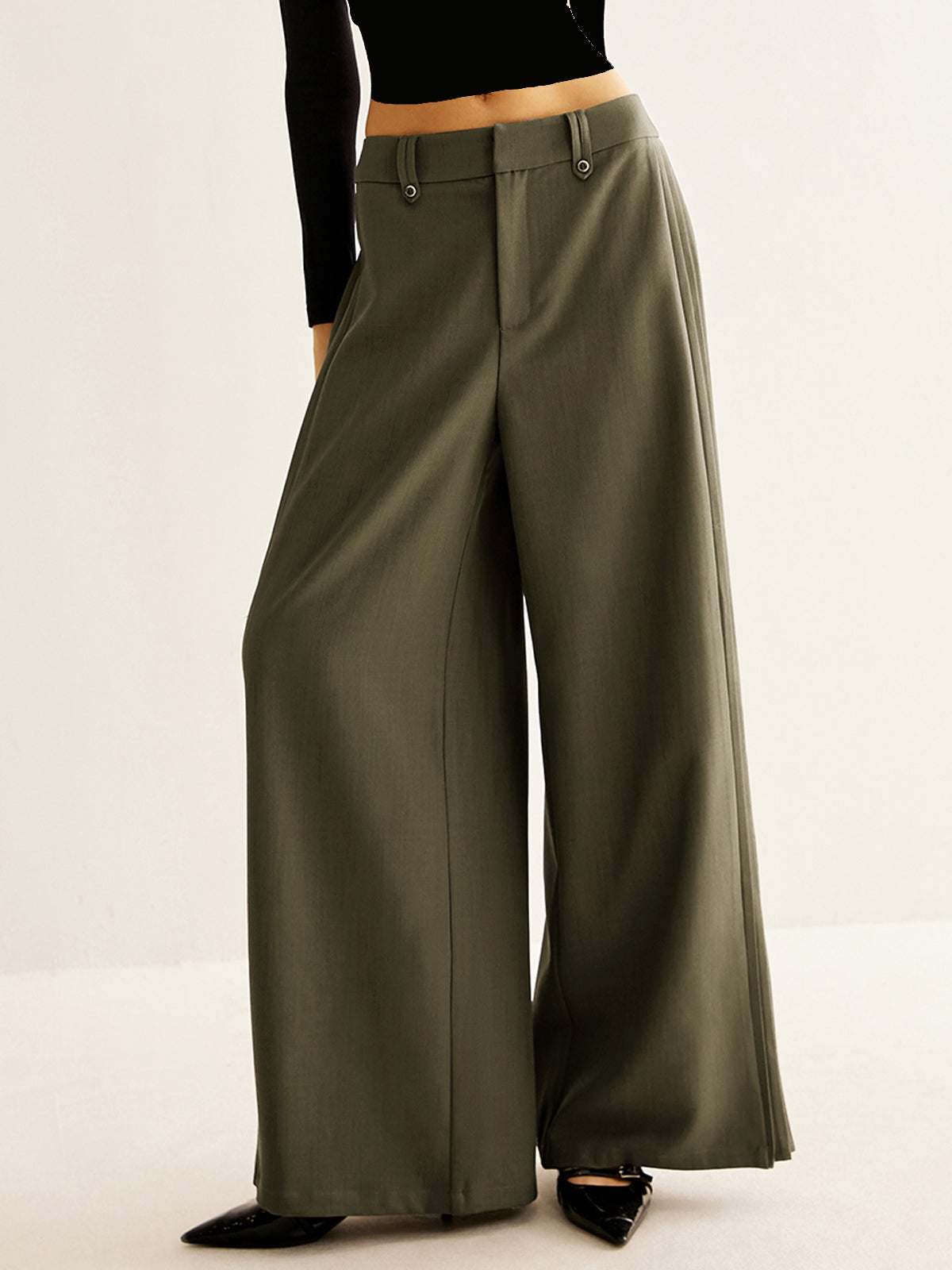 Effortless Side-Pleated Wide-Leg Pants