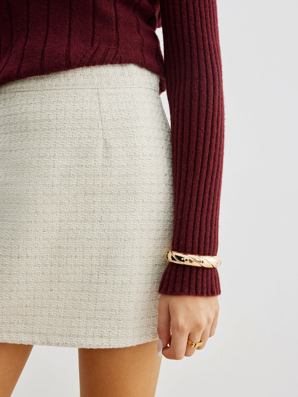 Maison Tweed Zipper Classic Mini Skirt