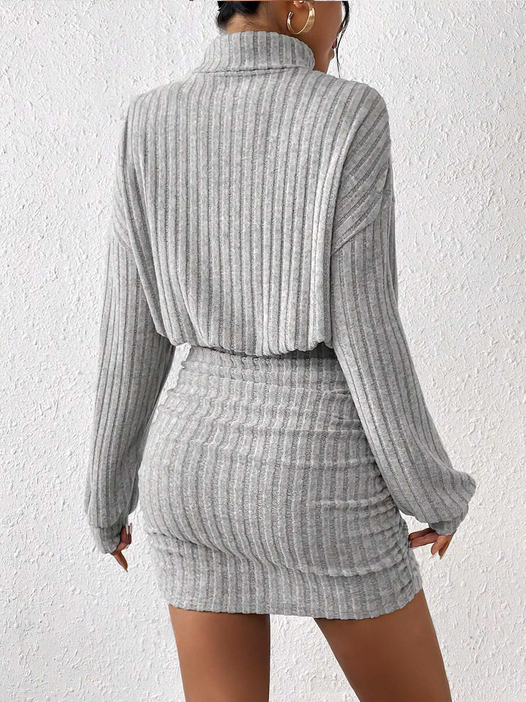 Baby Girl Mock Neck Ribbed Short Dress