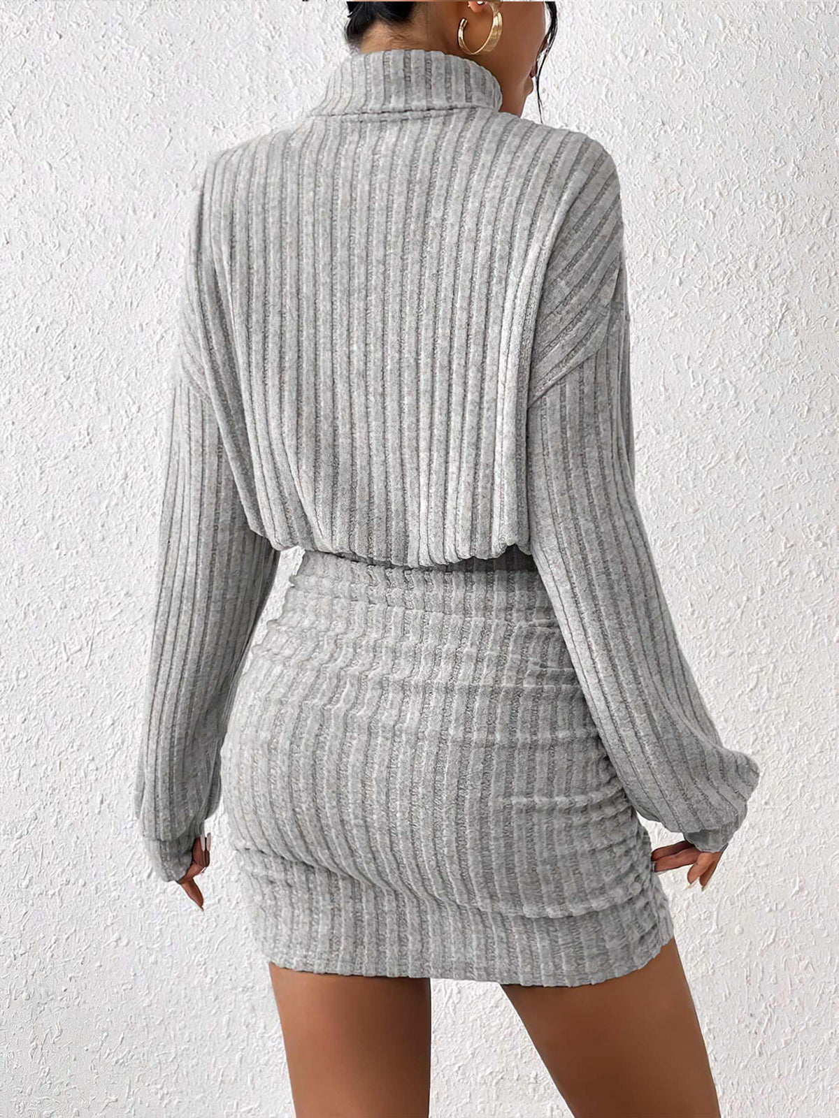Baby Girl Mock Neck Ribbed Short Dress