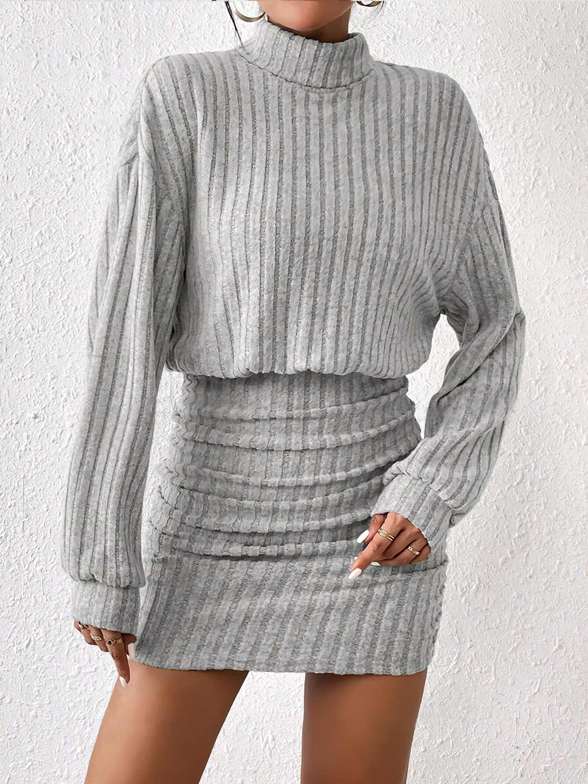 Baby Girl Mock Neck Ribbed Short Dress