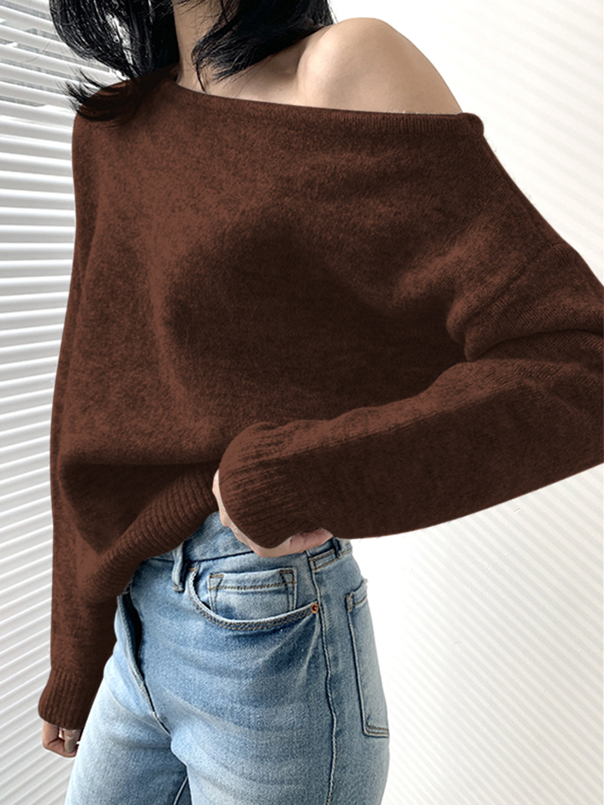 Falling For You One-Shoulder Sweater