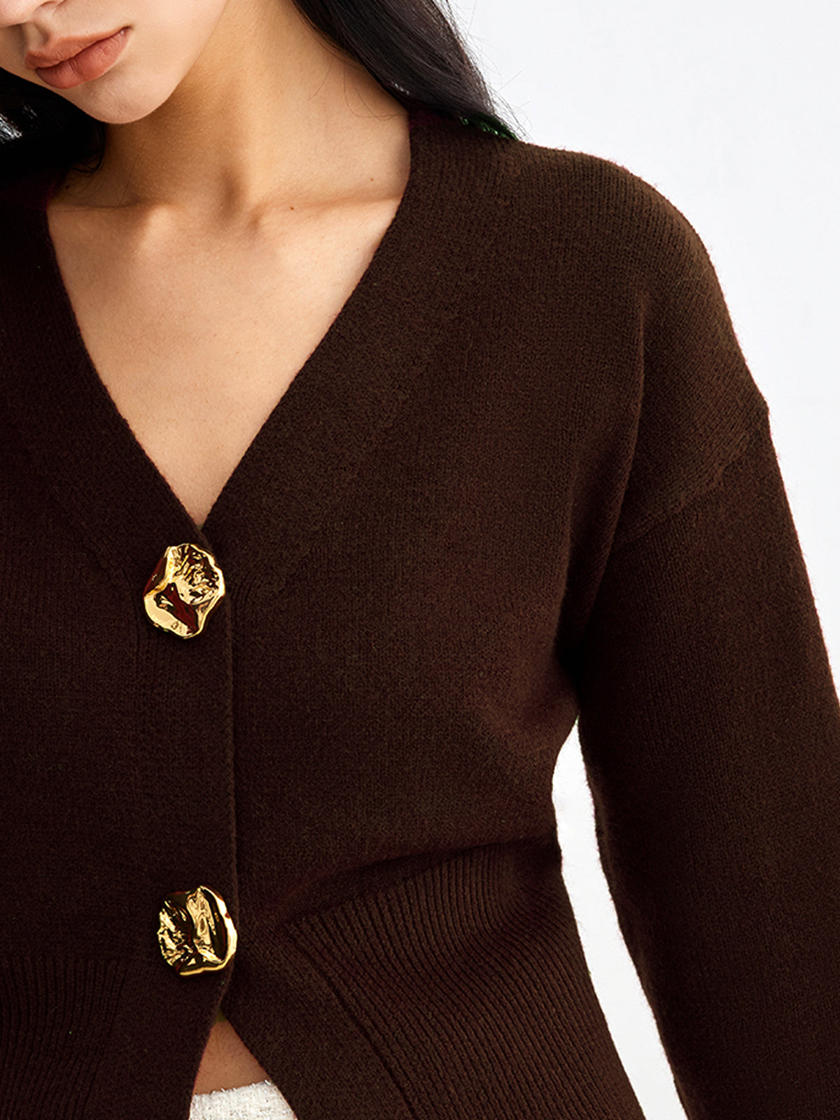 Gilded Touch Metal Button Short Cardigan
