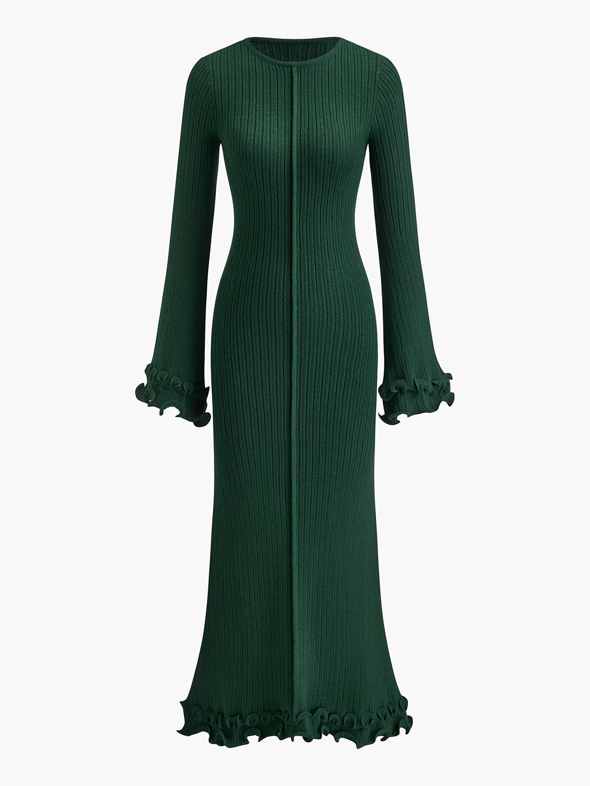 Athena Ruffle Drawstring Knit Dress