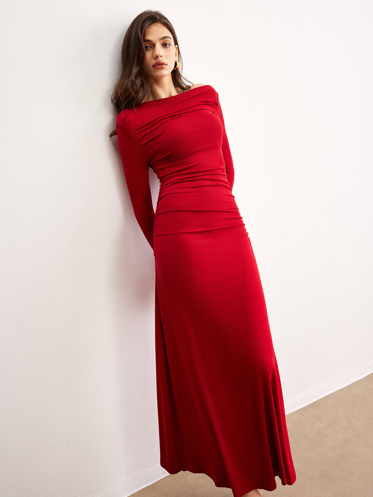 Soft Ruffle Off-Shoulder Knit Dress