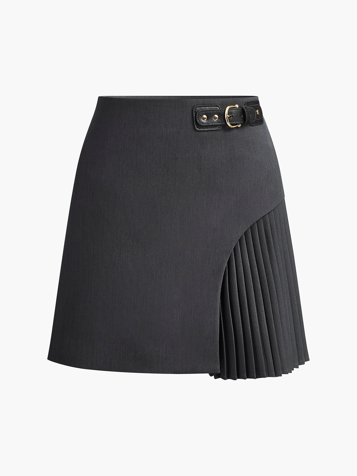Jessica Taylor Side-Pleated Belted Skirt