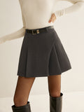 Poised Pleated Belted Timeless Mini Skirt