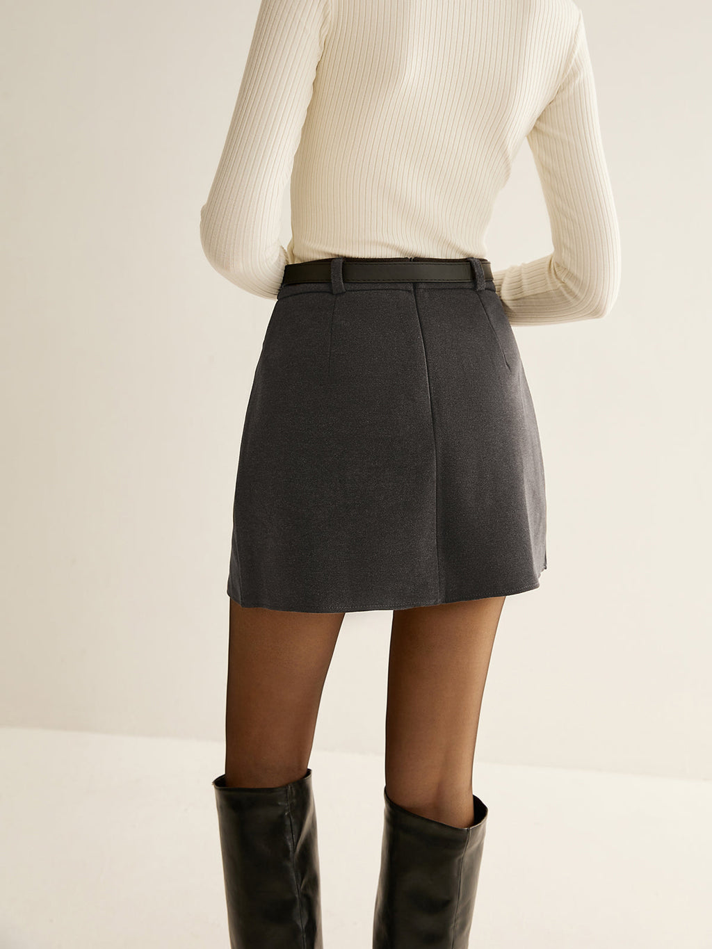 Poised Pleated Belted Timeless Mini Skirt