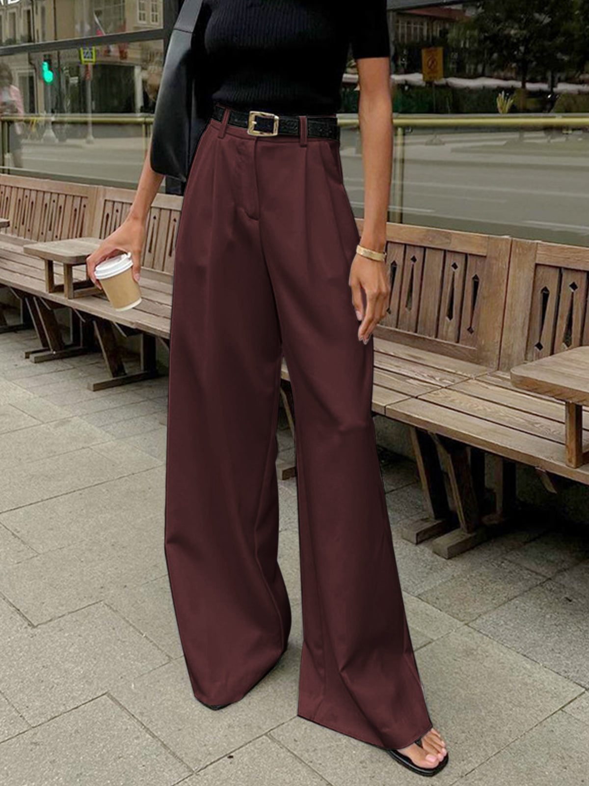 Classic Chic Solid Wide-Leg Pants