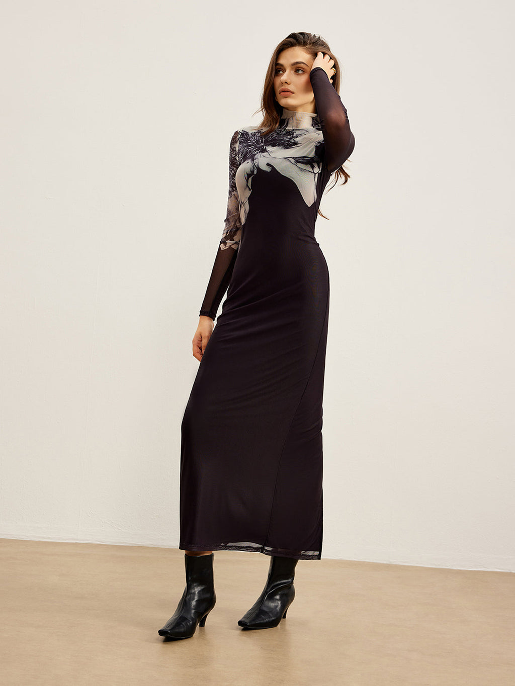 My Appeal Mock Neck Mesh Dress