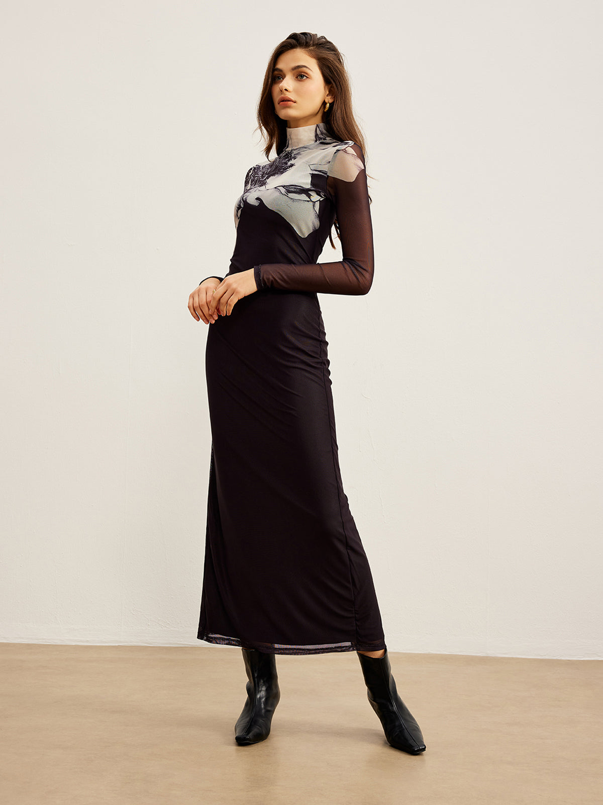 My Appeal Mock Neck Mesh Dress