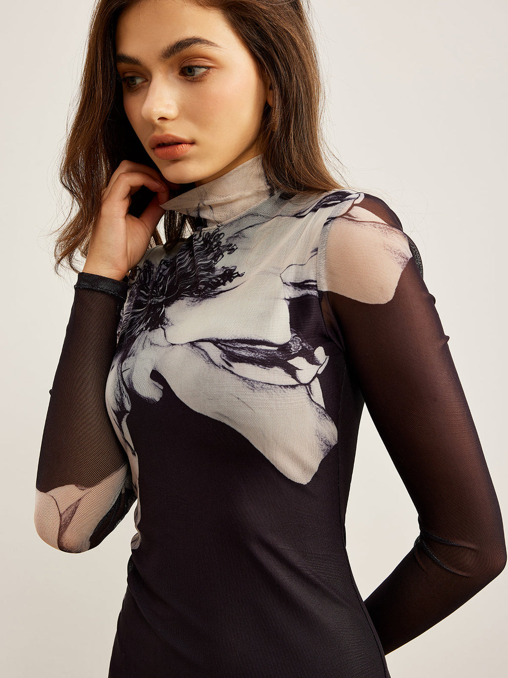My Appeal Mock Neck Mesh Dress