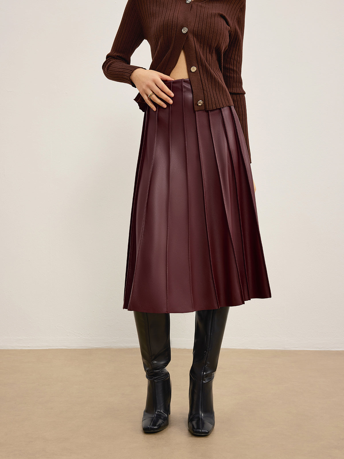 Demi Faux Leather Chic Midi Skirt