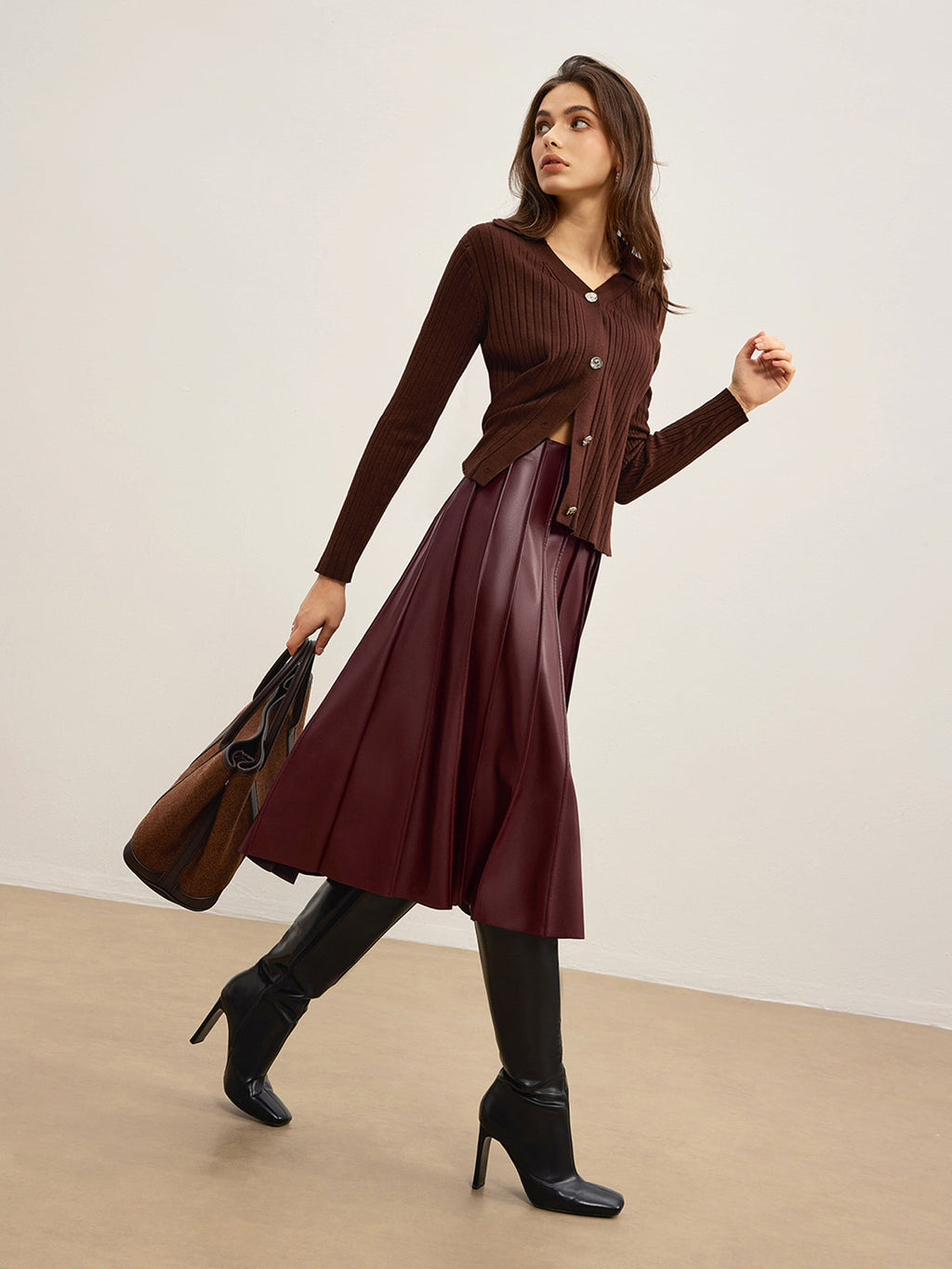 Demi Faux Leather Chic Midi Skirt