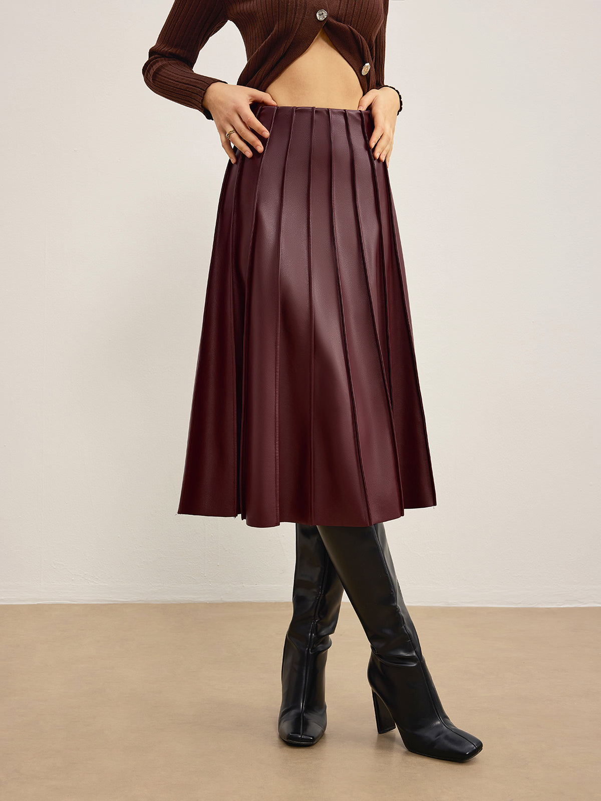 Demi Faux Leather Chic Midi Skirt