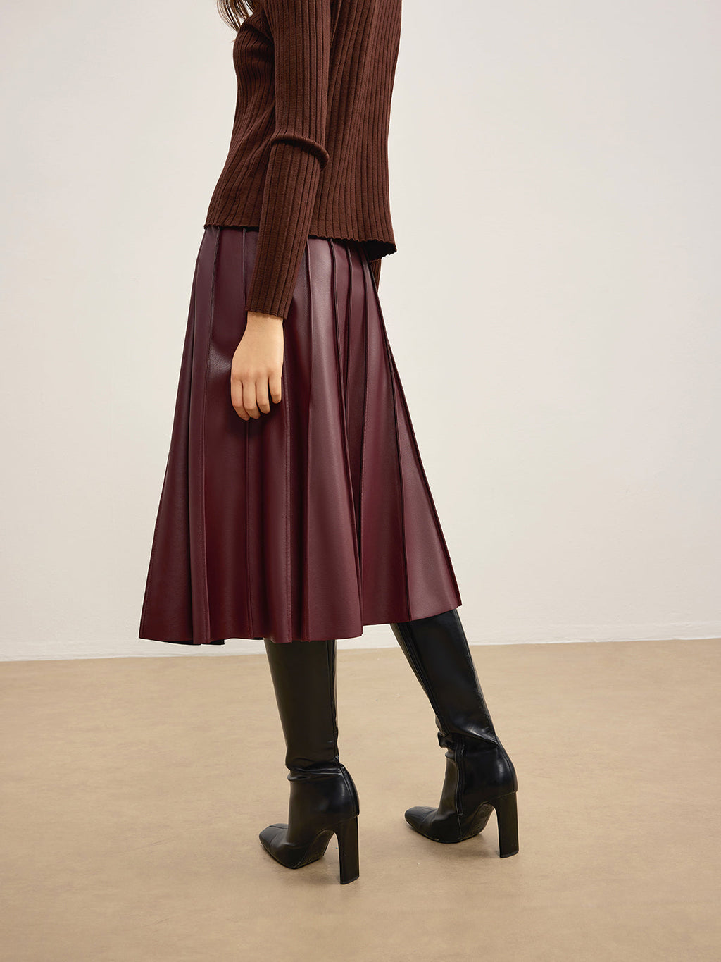 Demi Faux Leather Chic Midi Skirt