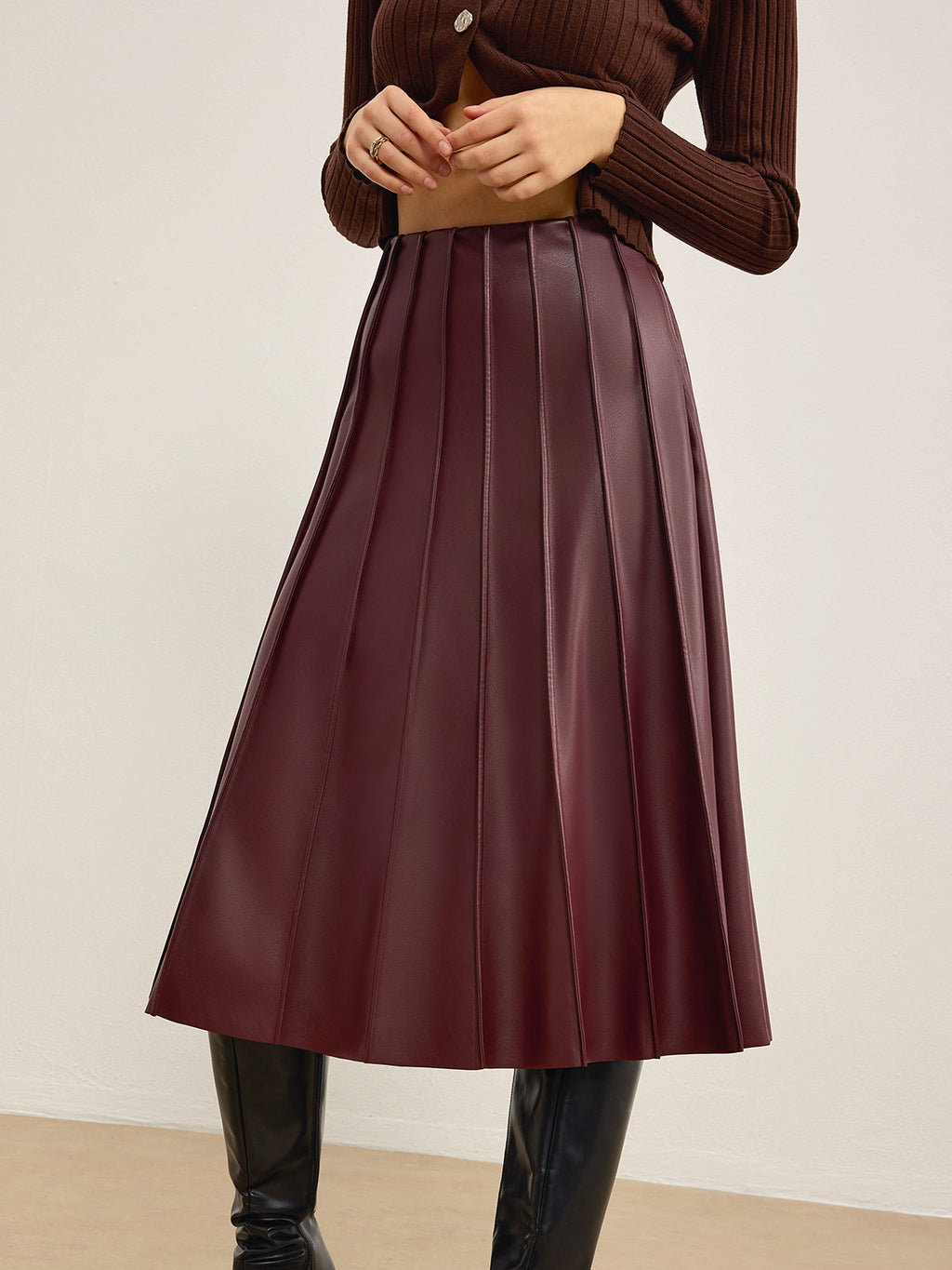 Demi Faux Leather Chic Midi Skirt