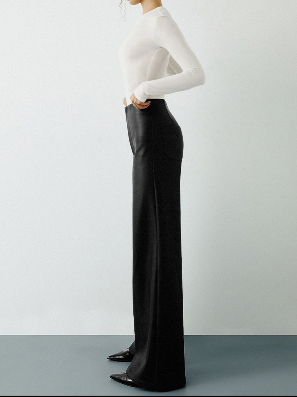 Power Move Faux Leather High-Waist Wide-Leg Pants