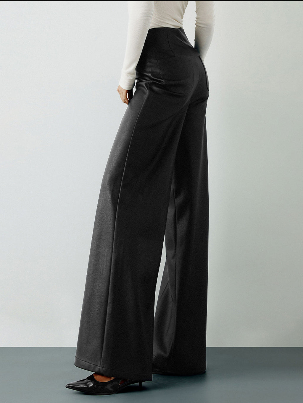 Power Move Faux Leather High-Waist Wide-Leg Pants