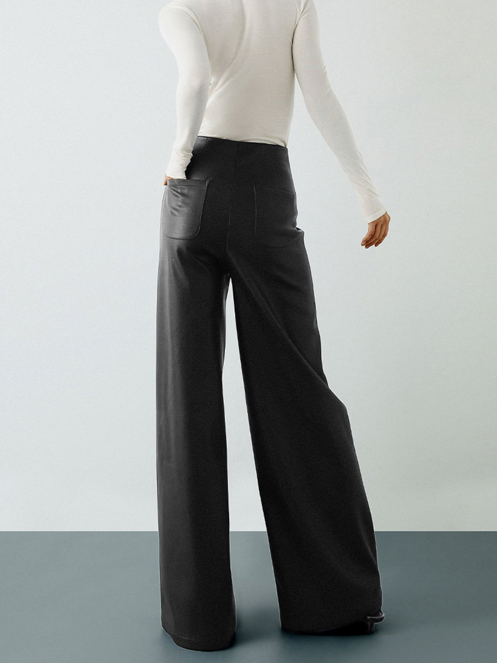 Power Move Faux Leather High-Waist Wide-Leg Pants