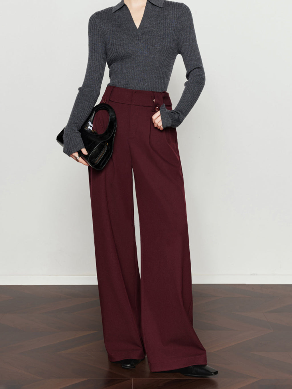 Golden Era Pleated Vintage Wide-Leg Pants