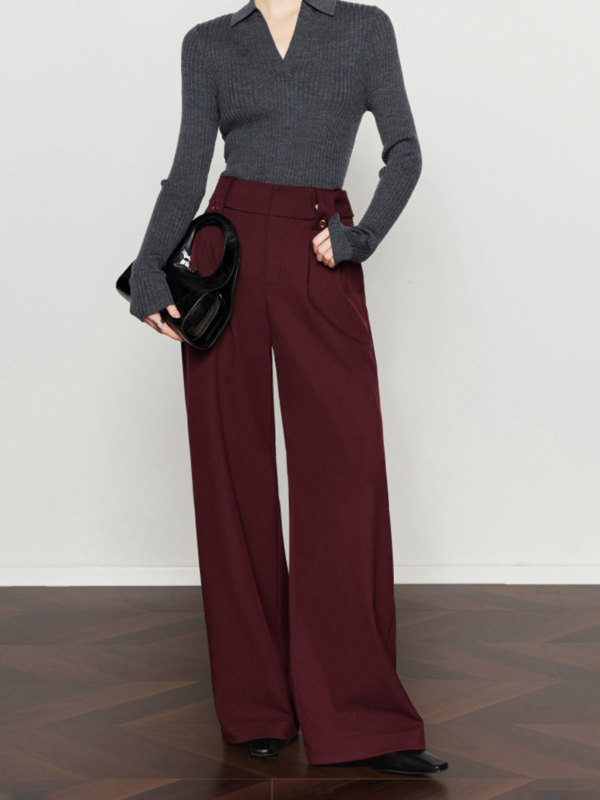 Golden Era Pleated Vintage Wide-Leg Pants