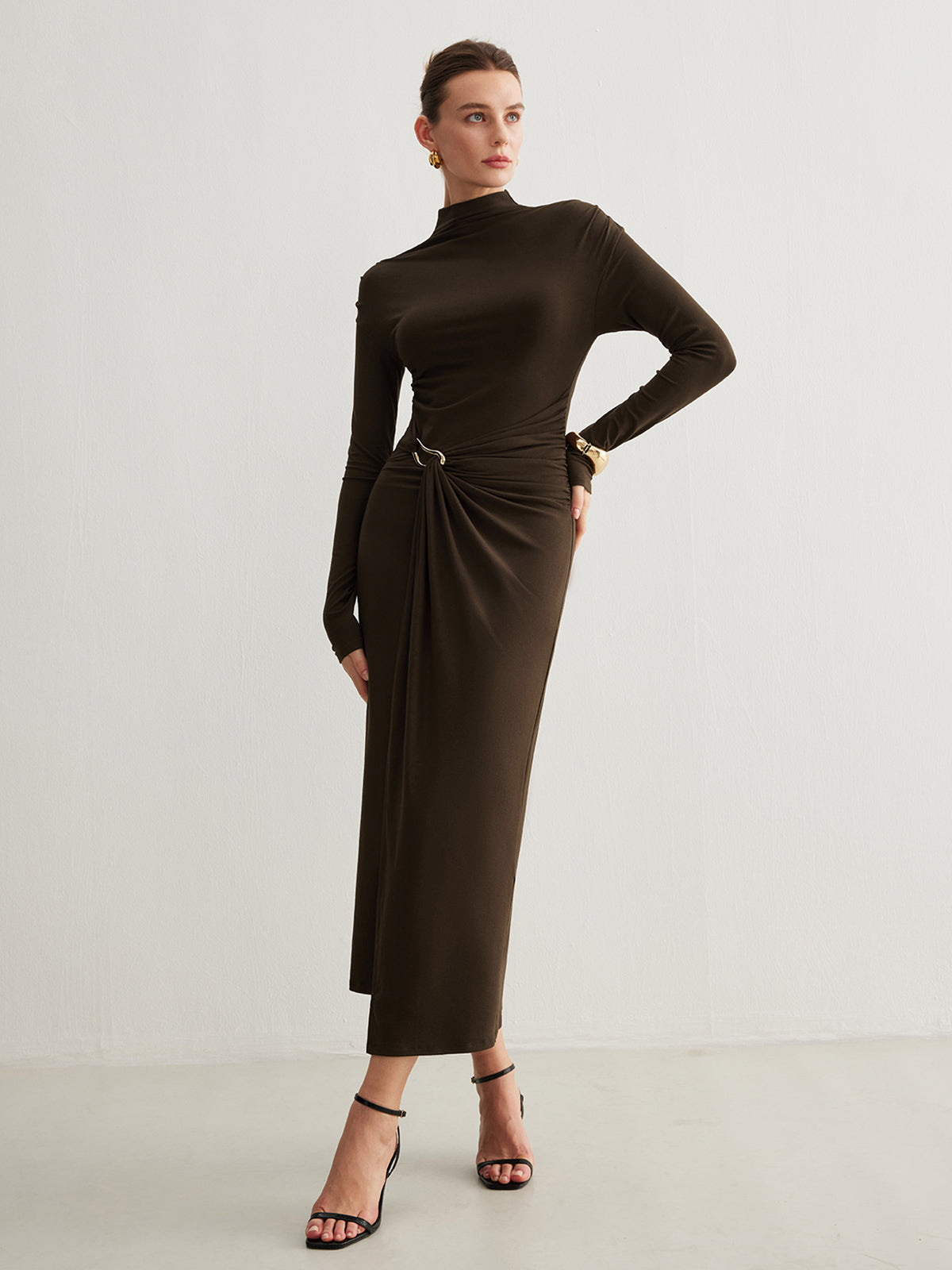 Tampa Bays Slit Pleated Dress